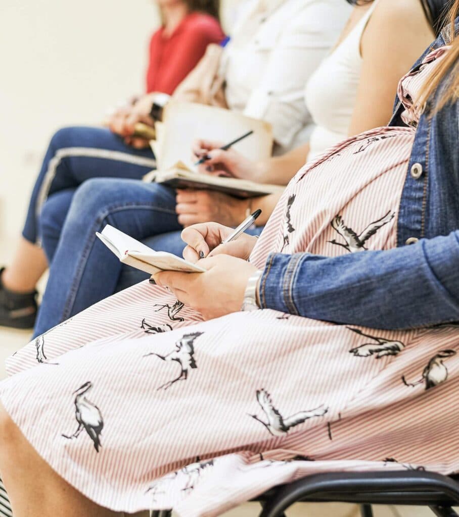 Expecting couple at childbirth class